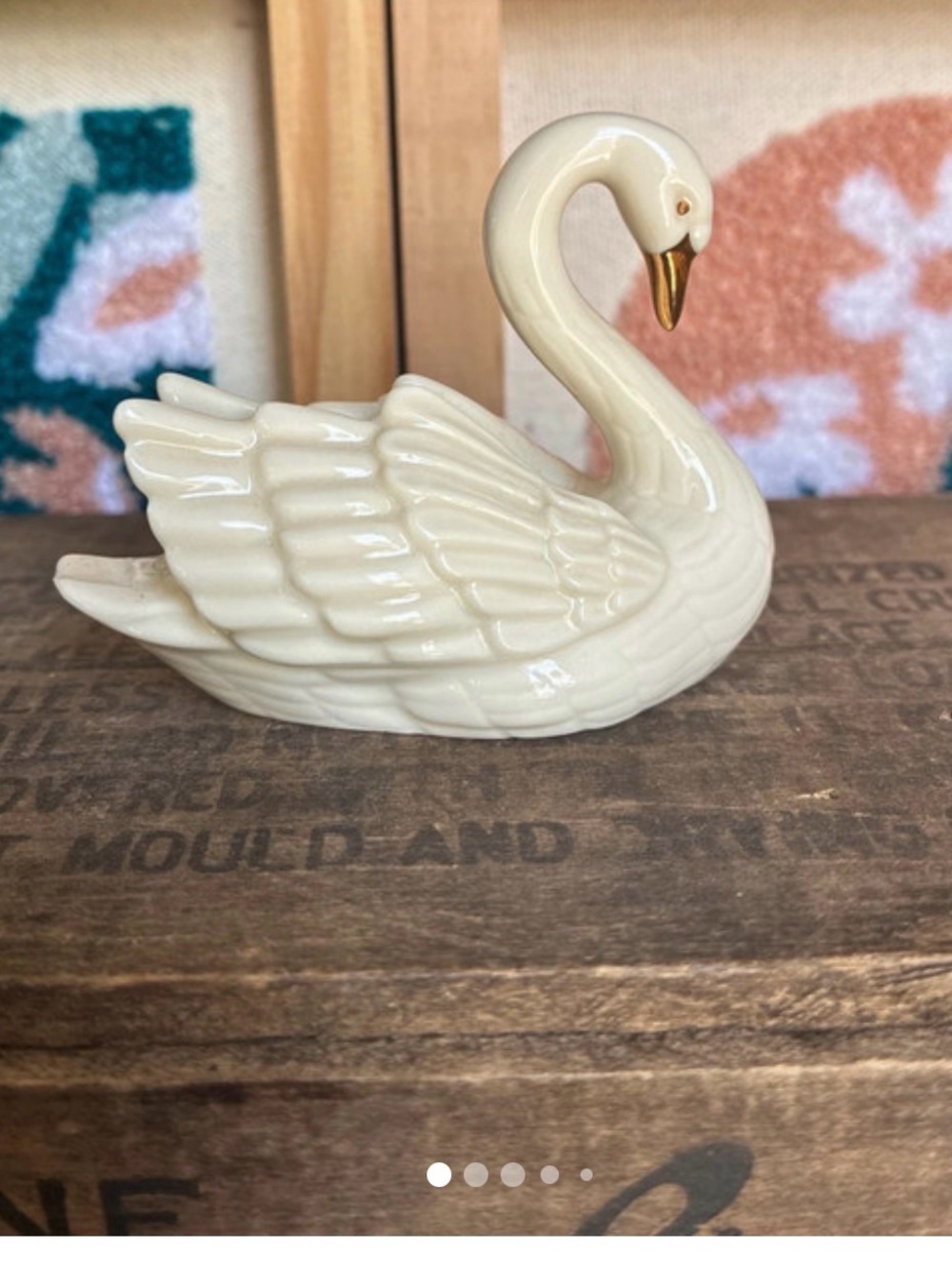Lenox Ivory Ceramic Swan Figurine with Gold Beak